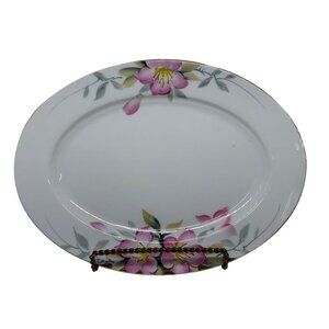VTG Noritake Azalea 12"x9" Oval Serving Platter Floral Handpainted Japan Made